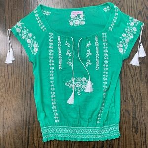 Calypso Cotton Lawn Embroidered Peasant Top